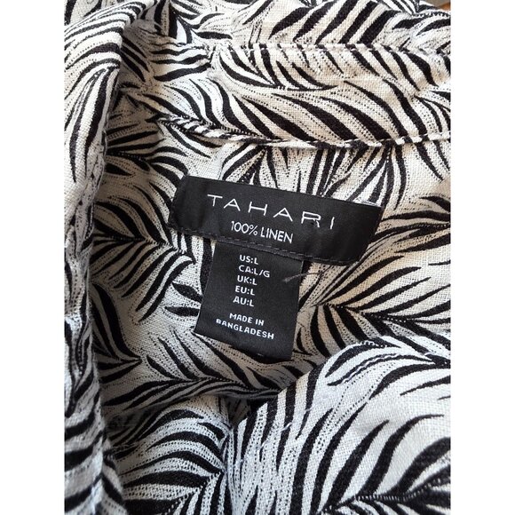 Tahari Womens Sleeveless Leaf Print Button-Up Linen Blouse L - Picture 3 of 5